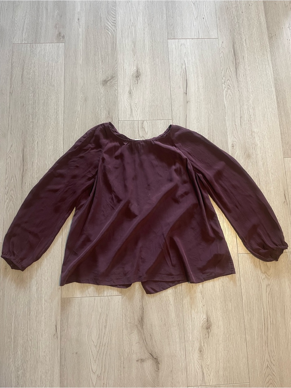 Aritzia Wilfred Burgundy 100% Silk Open-Back Blouse
